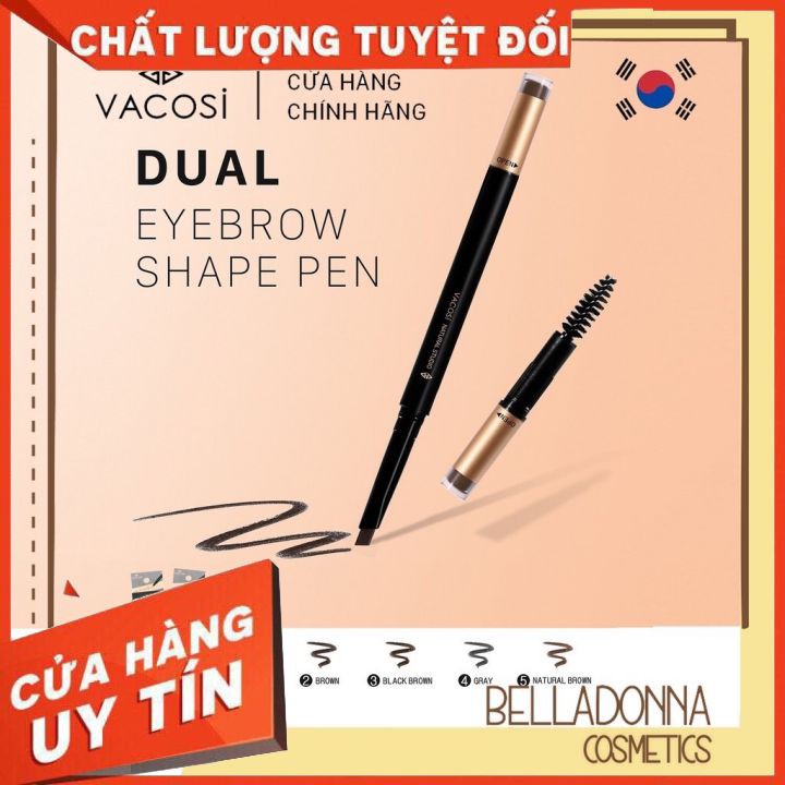 [chính hãng] Chì Kẻ Mày Định Hình Đa Năng Vacosi Dual Eyebrow Shape Pen  chất chì mịn giữ màu lâu trôi