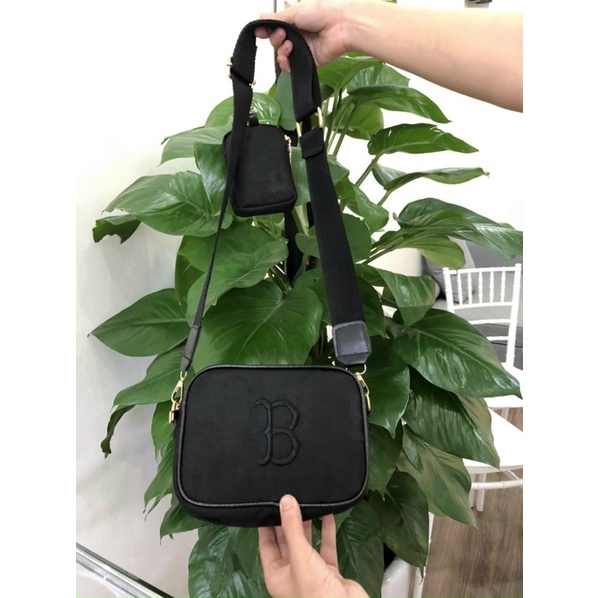 Set 2 Túi Thêu NY Dáng Unisex, Túi Đeo Chéo Nam Nữ Kèm Ví Nhỏ
