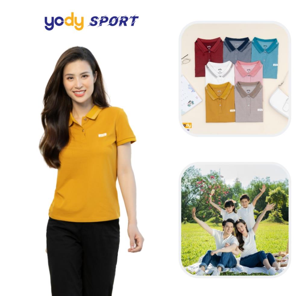 Áo thun polo nữ YODY pique mắt chim phối bo, phông tay ngắn cổ bẻ cao cấp chuẩn form công sở APN3340 Đẹp