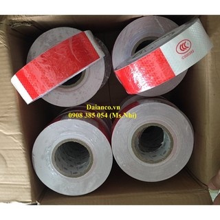 Băng keo phản quang trắng đỏ - cuộn dài 50m