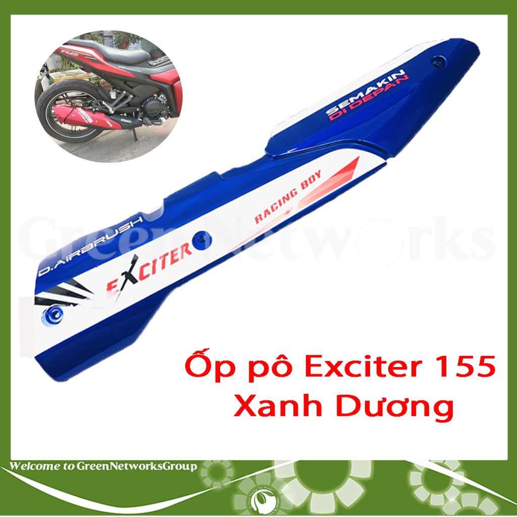 Ốp pô xe Exciter 155 2021 đủ màu kèm chụp đít pô Greennetworks ( Mẫu In trên sp giao ngẫu nhiên )