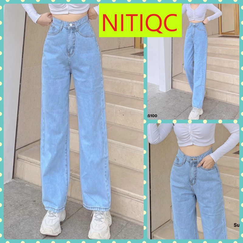 QUẦN JEANS ỐNG RỘNG NỮ LƯNG CAO LAI CUỐN XANH NHẠT MỀM MỊN DÀY DẶN CAO CẤP NITIQC ĐỈNH CAO PHÁ CÁCH