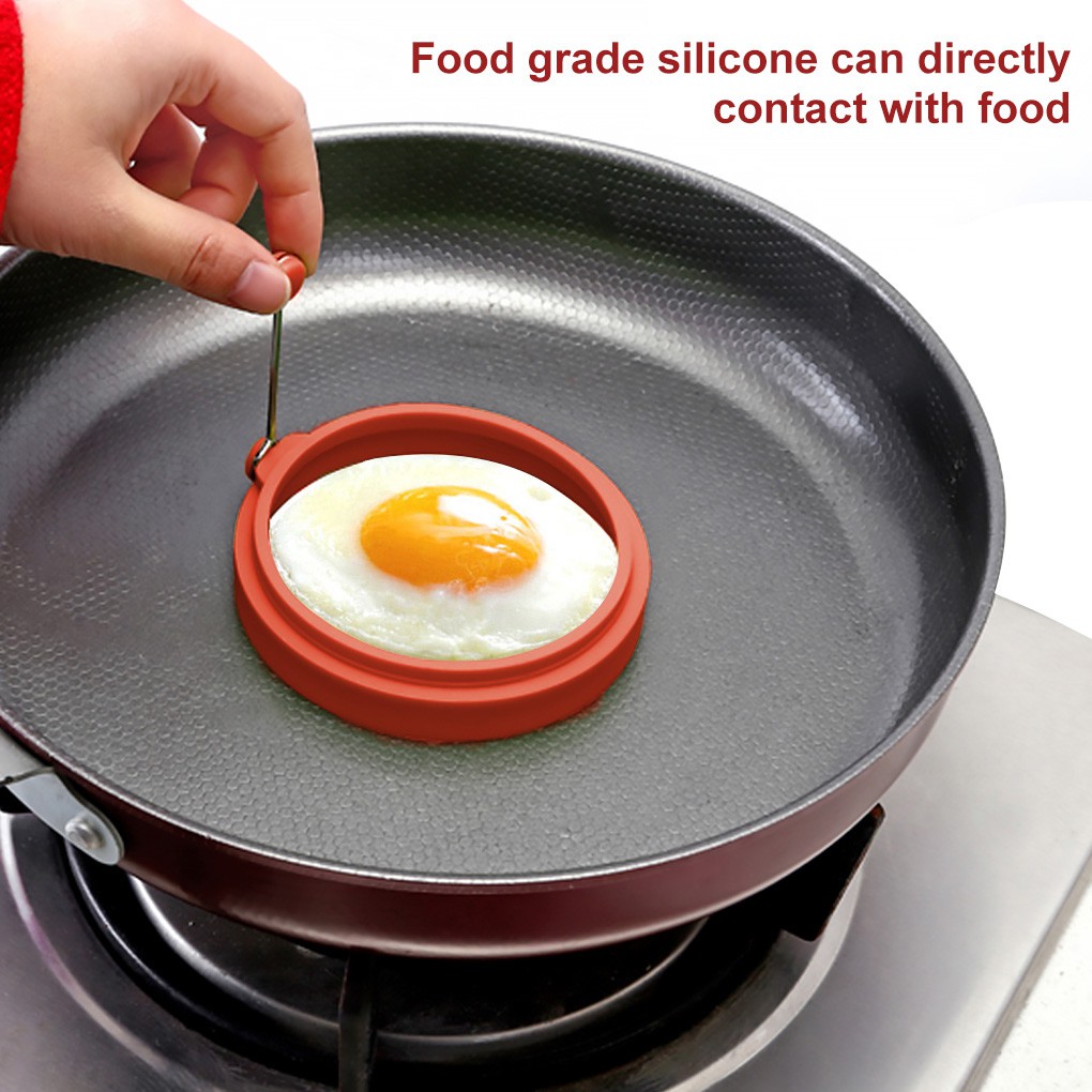 Khuôn Chiên Trứng Hình Tròn Bằng Silicone Không Dính Có Tay Cầm