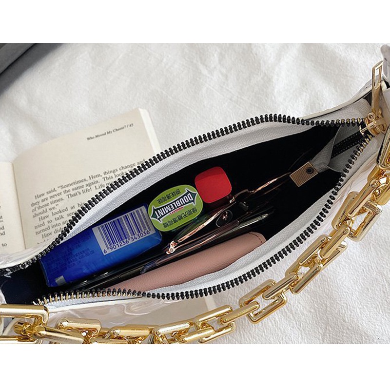 Túi đeo vai kẹp nách IELGY phối chuỗi xích họa tiết đá sỏi phong cách Hàn Quốc