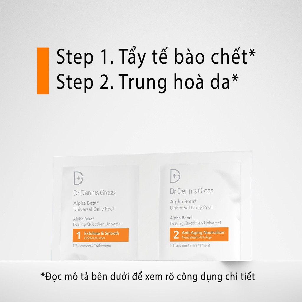 [1 set và 3 set] Thay da sinh học cường độ nhẹ Dr Dennis Gross Skincare Alpha Beta Universal Daily Peel