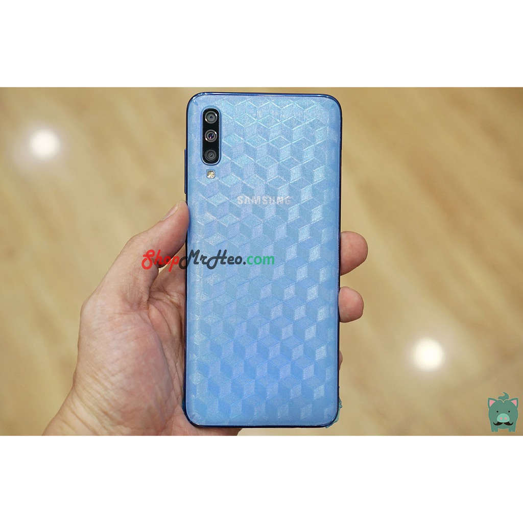 Skin Dán Mặt Sau Lưng Vân 3D Samsung Galaxy A70 - A90 5G - Carbon, Nhám, Hộp, Vân Da