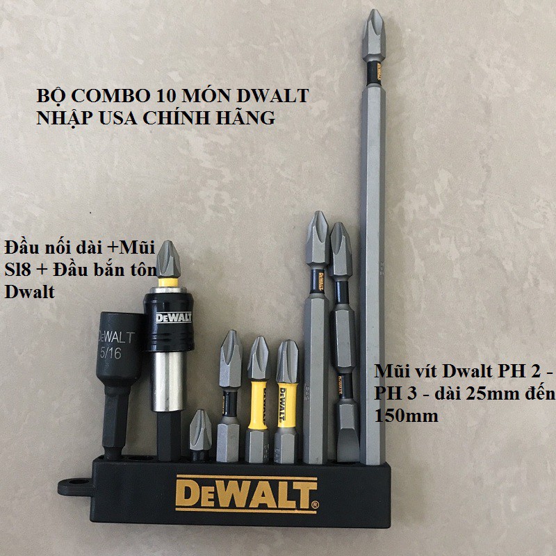 Bộ 10 Mũi Vít DeWalt Chính Hãng Có Từ