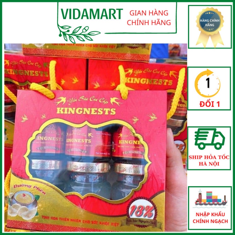 Yến Sào KINGNESTS - Yến Sào Đường Phèn 18% - Lốc 6 Hũ 70ml Hương Vị Thơm Ngon, Ngọt Dịu SP41232162