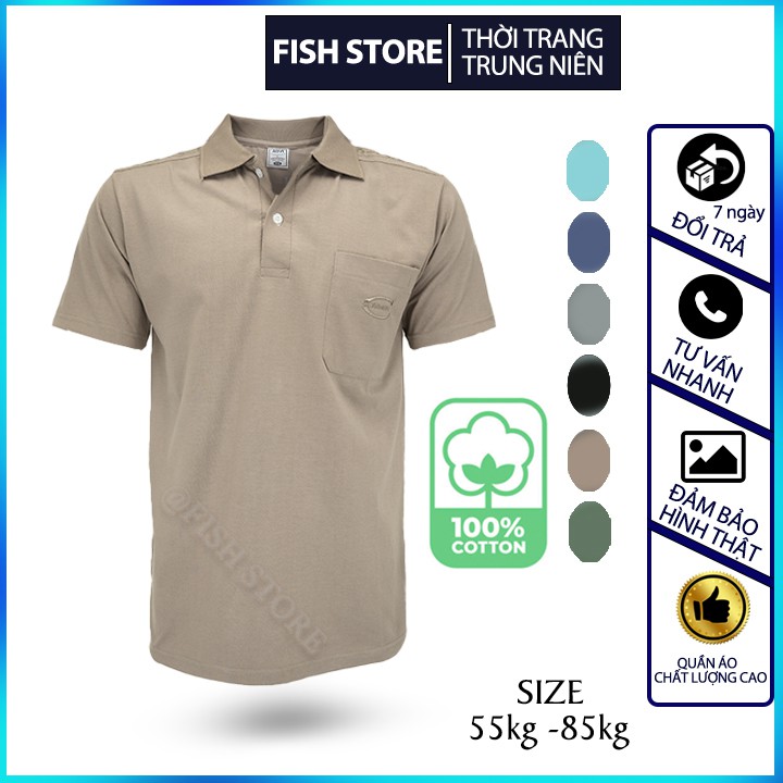 Áo polo nam form rộng cotton đẹp trung niên tay ngắn cao cấp FF49M