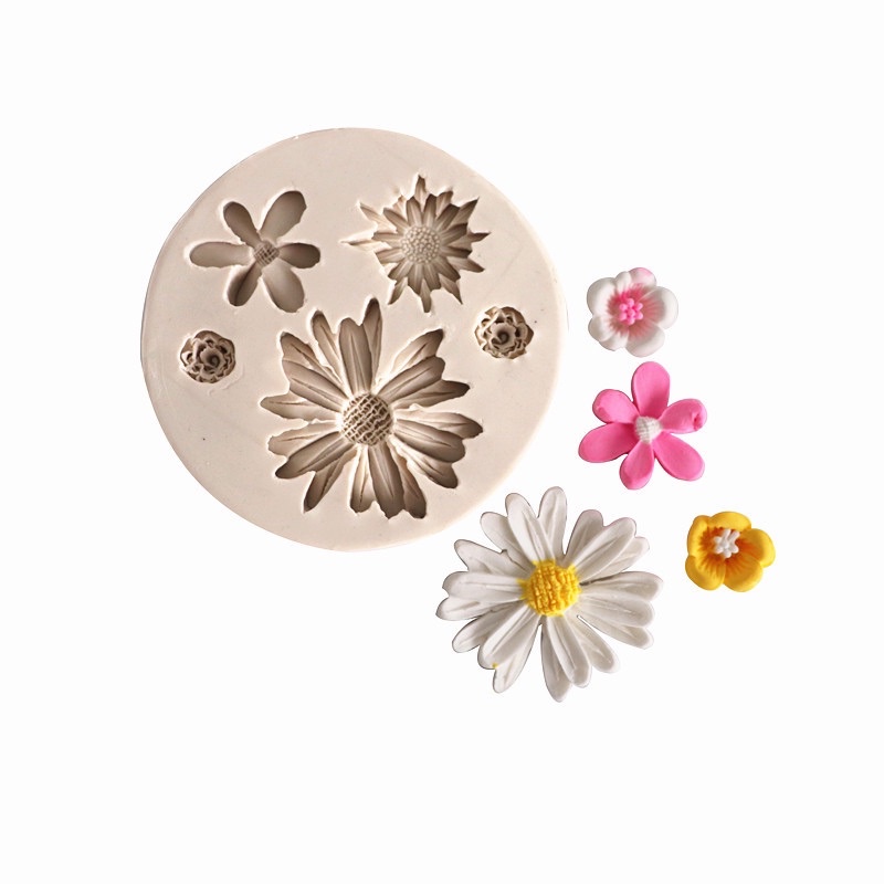 khuôn silicon hoa cúc size đại trang trí bánh