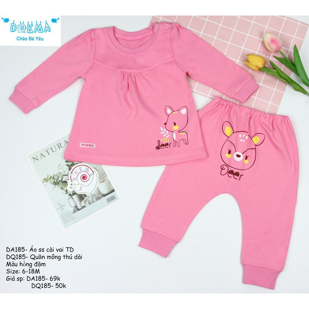 Dokma - Bộ quần áo dài tay cài vai chất siêu đẹp cho bé (6-18m) DA185