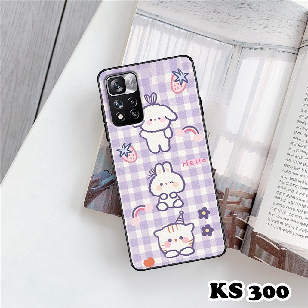 Ốp lưng Redmi Note 11 5G - Redmi Note 11 Pro 5G Bản Trung Quốc in hình gấu &amp; thỏ đang yêu - lưng nhám viền TPU cao cấp