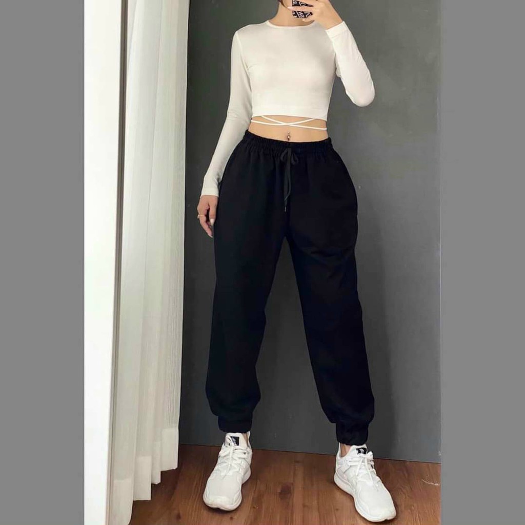 Quần jogger nữ, quần dài nữ ống rộng chất liệu Da Cá cao cấp mềm mại thoải mái khi mặc 3 màu Đen, Hồng, Trắng.