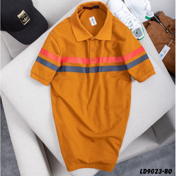 Áo thun phối kẻ đỏ có cổ LV-9023 | BigBuy360 - bigbuy360.vn