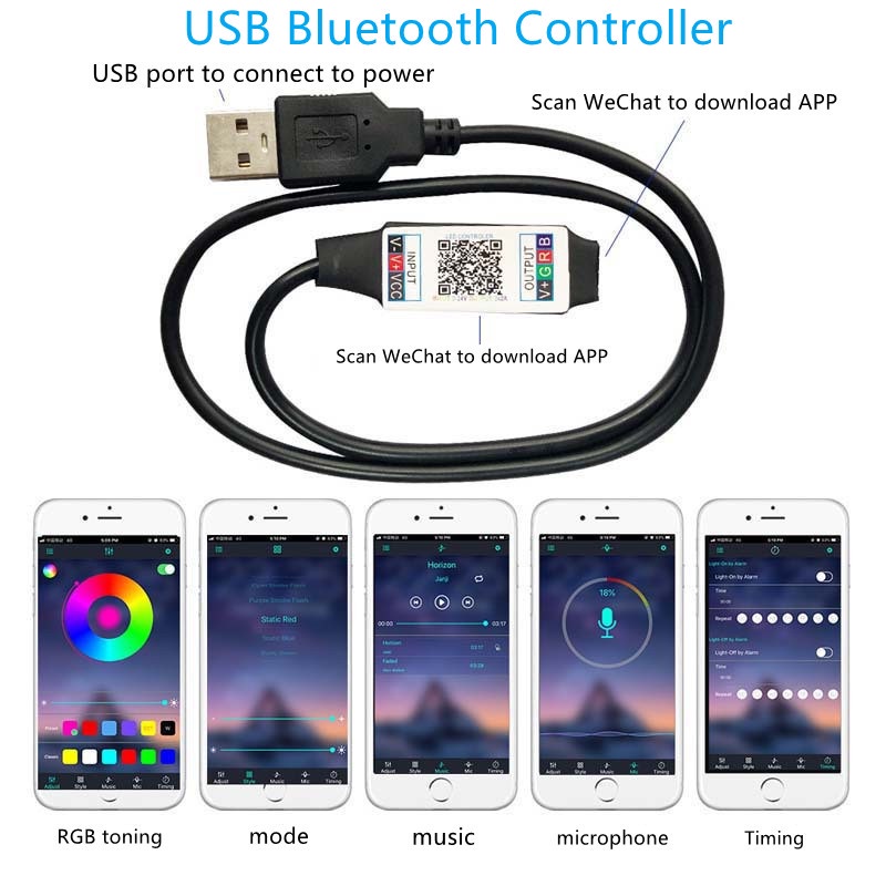 Dây Đèn LED 5V USB 5050 RGB 5M Trang Trí Nhà Cửa