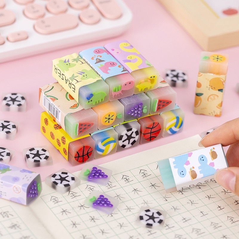 Gôm tẩy bút chì họa tiết hoa trái bóng mùi thơm cute dễ thương KidPlaza
