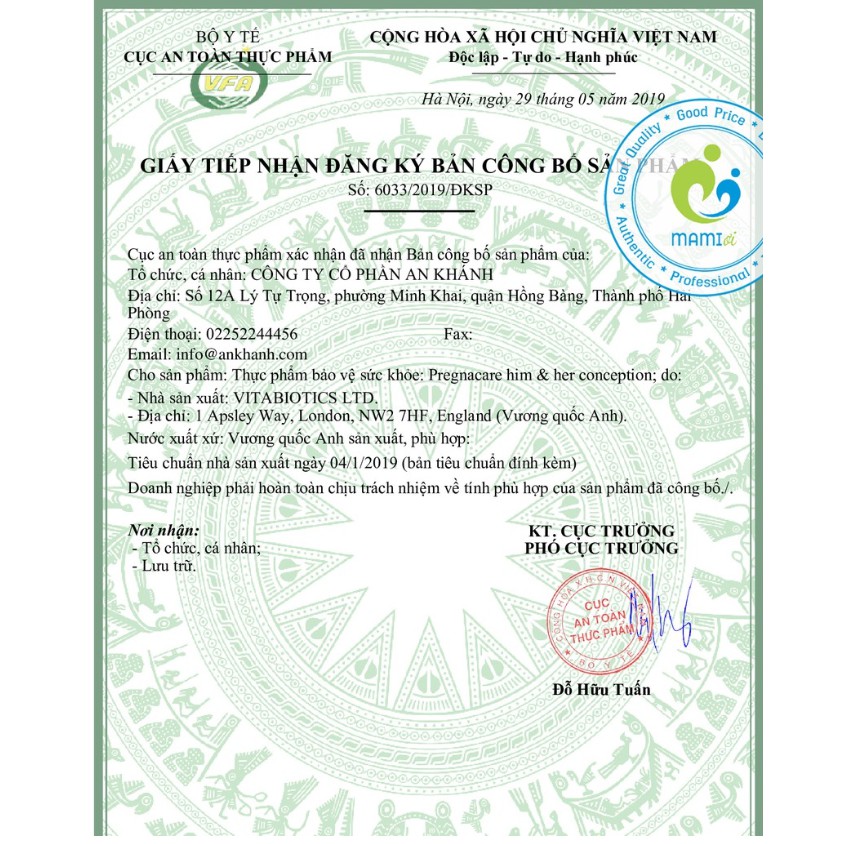 Vitamin Pregnacare Him and Her Conception tăng khả năng thụ thai cho 2 vợ chồng
