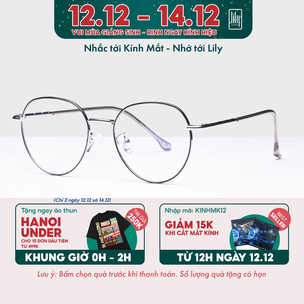 [Mã FARSBREST30 giảm 10% đơn 99K] Gọng kính cận nữ Lilyeyewear mắt oval kim loại thanh mảnh màu sắc thời trang 2998