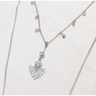 Khuyên rốn dây xích đính đá trắng bằng thép y tế Piercing