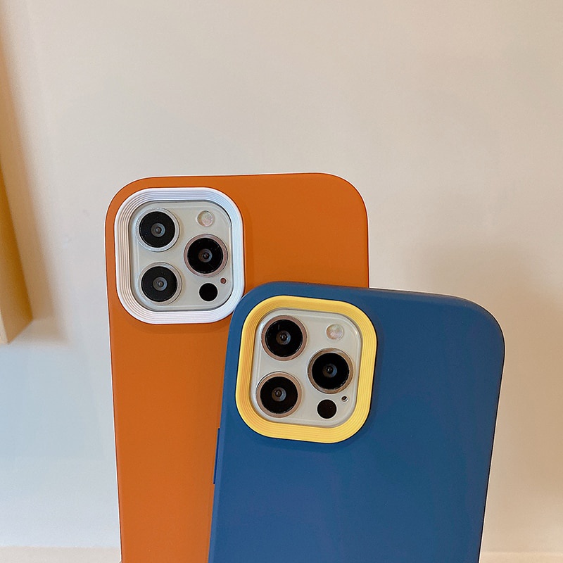 Ốp Điện Thoại Silicone Mềm Màu Trơn Chống Sốc 3 Trong 1 Sang Trọng Cho iPhone11 12 13 Pro Max XR X XS