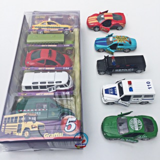 Combo 5 chiếc ô tô sắt mở cánh tỉ lệ 1:64, bánh đà