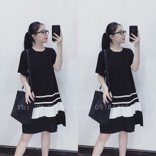 Váy bầu dáng suông chất cotton thời trang đuôi cá mùa hè mát