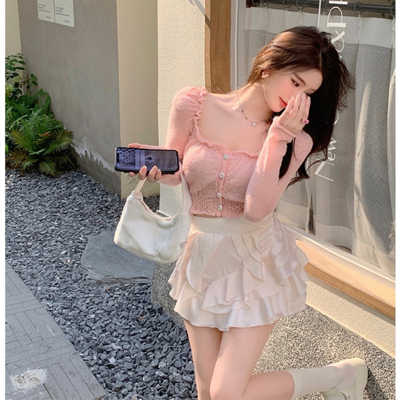 Set Áo Tay Dài + Chân Váy Mini Hợp Thời Trang Cho Nữ