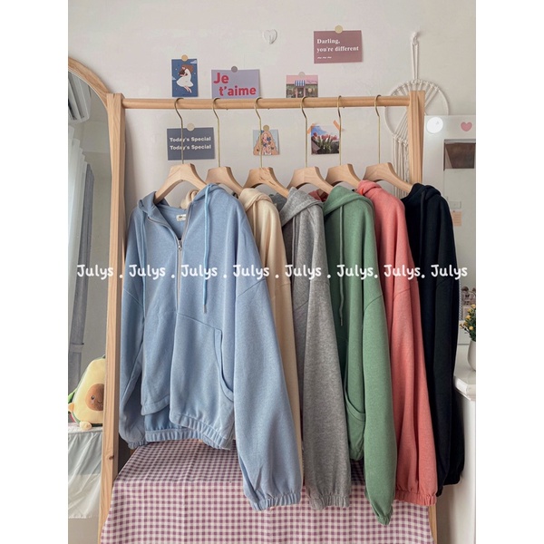 Áo khoác hoodie nỉ tăm dáng rộng (ảnh thật shop chụp kèm video) | BigBuy360 - bigbuy360.vn