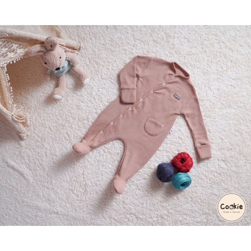 COOKIE - Bộ Sleepsuit cài chéo phối túi liền tất WAFFLE