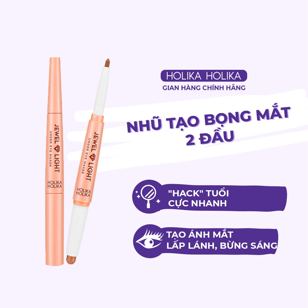 Nhũ tạo bọng mắt Hàn Quốc Holika Holika chất nhũ lấp lánh bám màu tốt chống thấm nước màu sắc tươi trẻ 1.6g