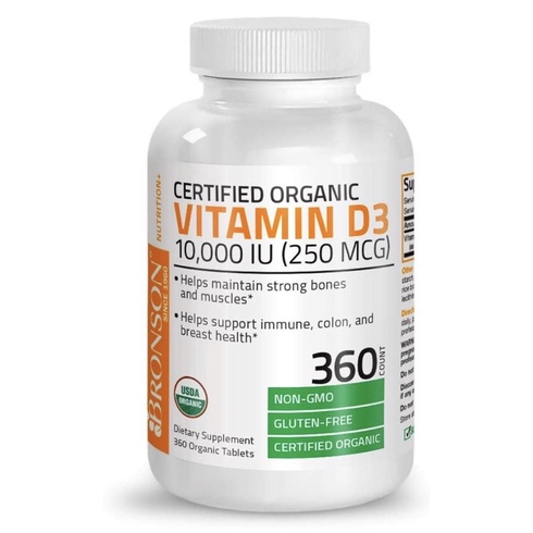 Vitamin D3 organic 10,000 IU (250 mcg) Bronson 360v USA