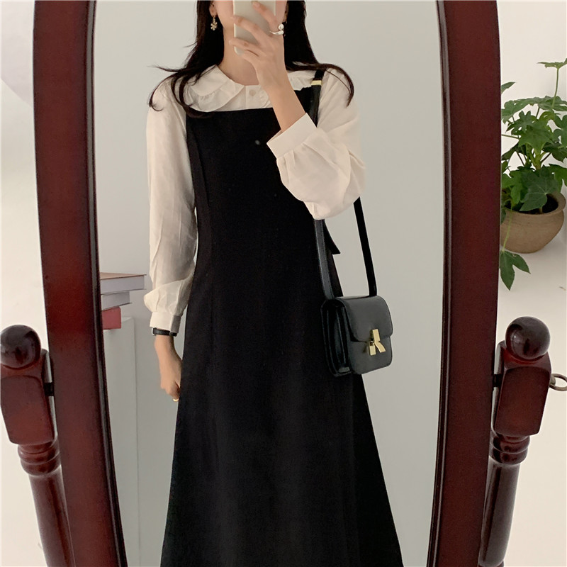 Bộ Áo Kiểu Cổ Búp Bê + Đầm Không Tay Thời Trang Cho Nữ 36919