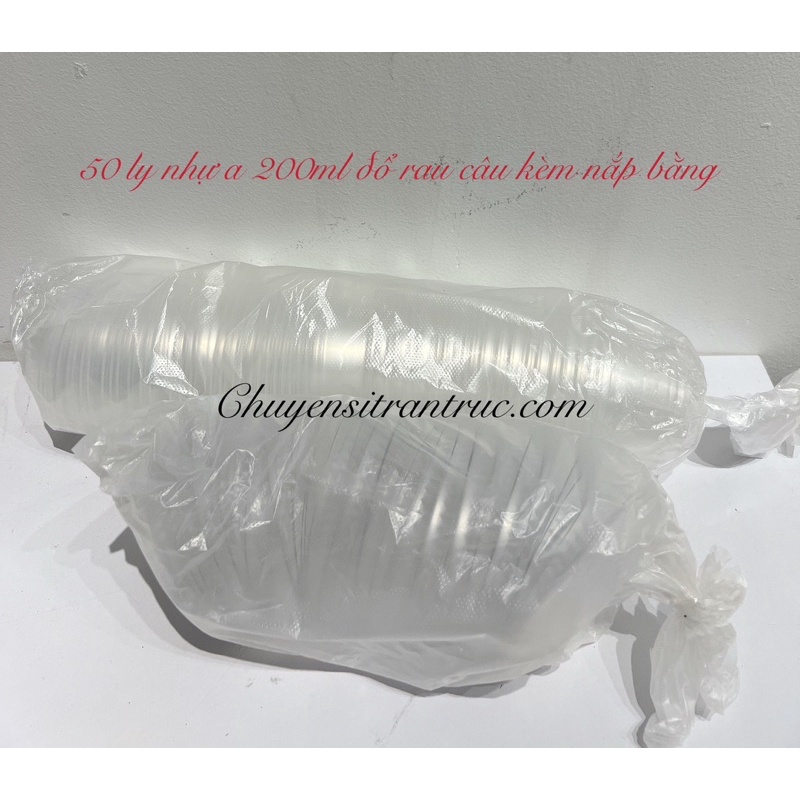 [Chịu nhiệt cao ] Combo 50 ly nhựa 200ml nhựa pp đổ rau câu, tàu hủ, kem, kèm nắp bằng