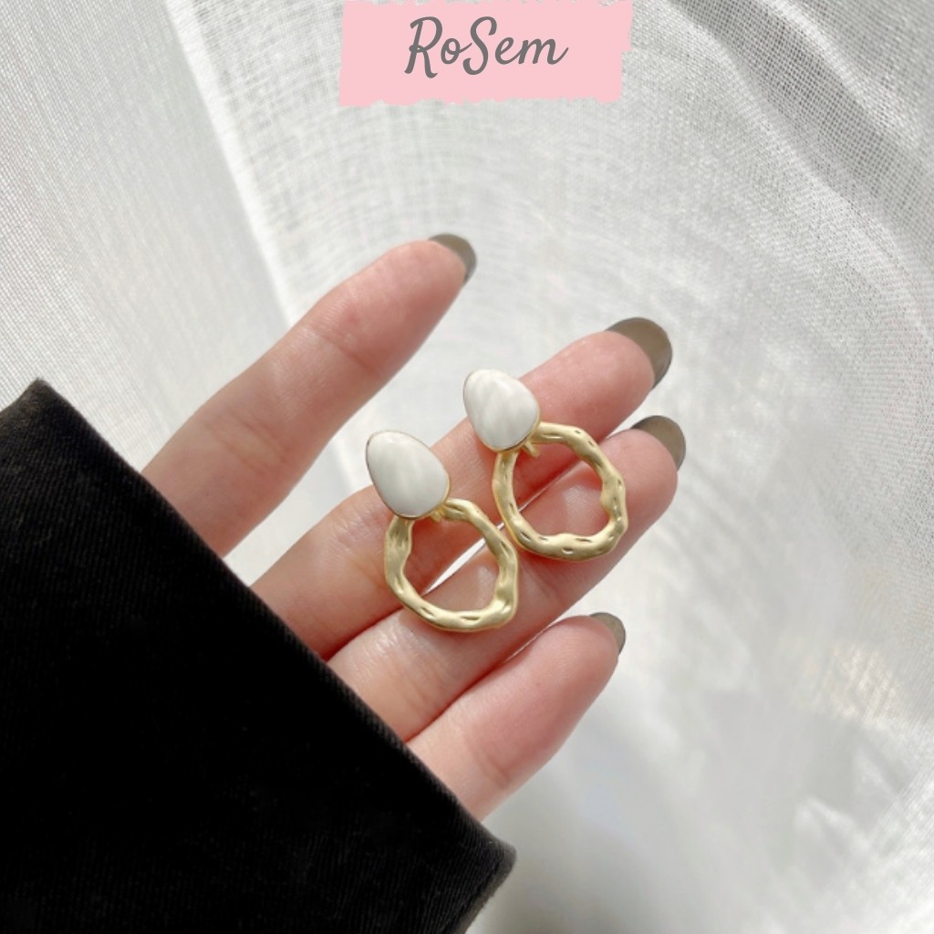 Khuyên tai bạc retro uốn tròn phong cách Pháp