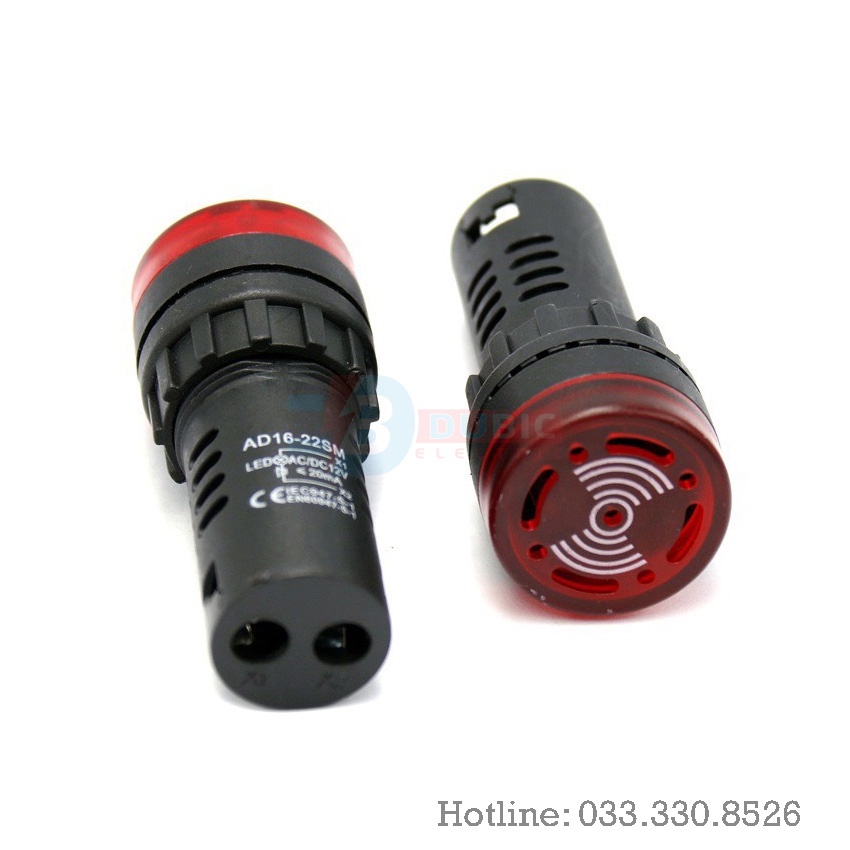 Đèn báo pha có còi 12V 24V 220V AD16-22SM phi 22 - DUBIC ELECTRIC