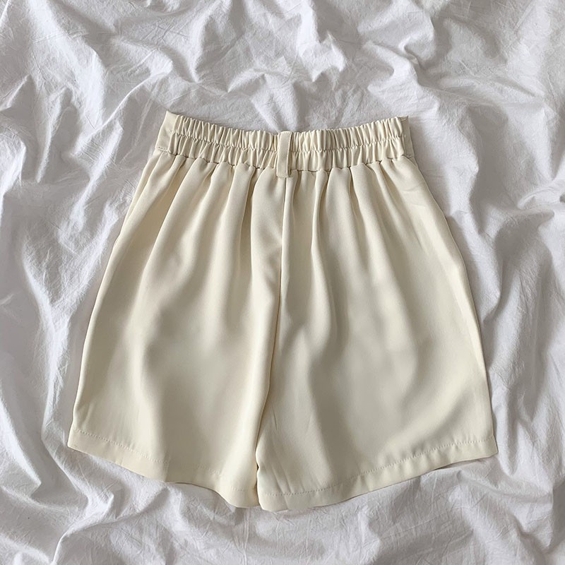 Quần short nữ Ống rộng Lưng cao Màu trơn Form rộng Ulzzang Hàn Quốc Quần sooc trơn Ống rộng Cạp cao Thời trang