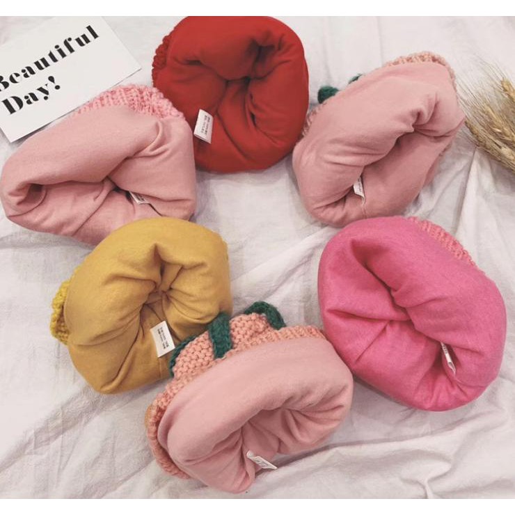 Mũ len hoa quả cute siêu ấm cho bé gái - nhiều màu lựa chọn