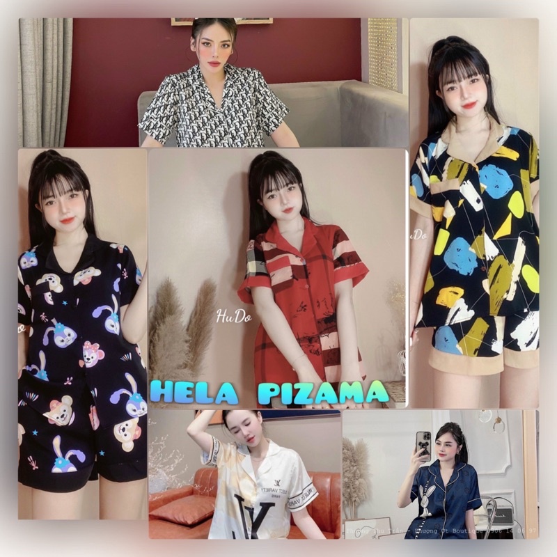Bộ đồ pizama tay cộc quần cộc chất lụa Latin cao cấp