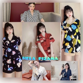 Bộ đồ pizama tay cộc quần cộc chất lụa Latin cao cấp