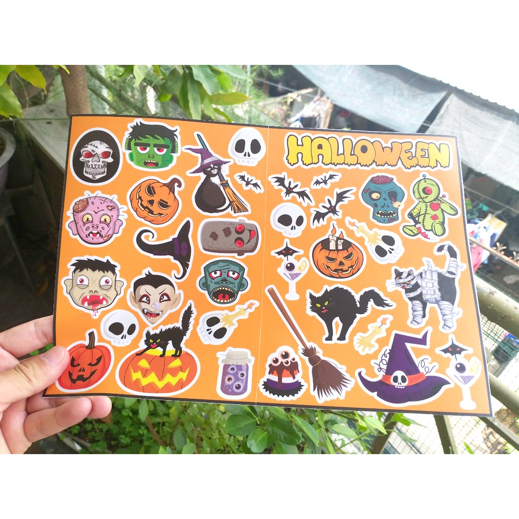 34 Miếng dán trang trí Halloween 2020 bằng nhựa chống nước, dùng trang trí các vật dụng cá nhân và nơi làm việc nhân dịp