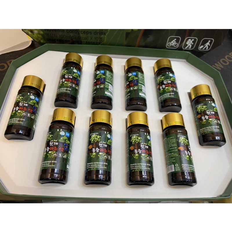Nước Bổ Gan Đông Trùng Hạ Thảo Hàn Quốc, giải rượu mát gan Well bio Hovenia Cordyceps Drink- 10 LỌ*100ML