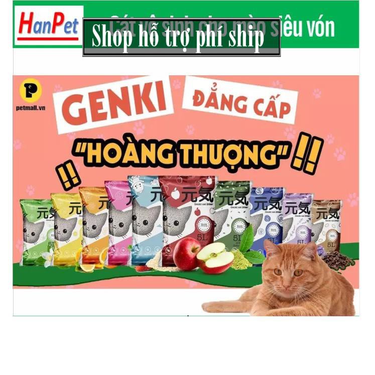 Hỗ trợ Ship- Cát vệ sinh khử mùi cho mèo Genki 5 lít & Betago 8 Lít