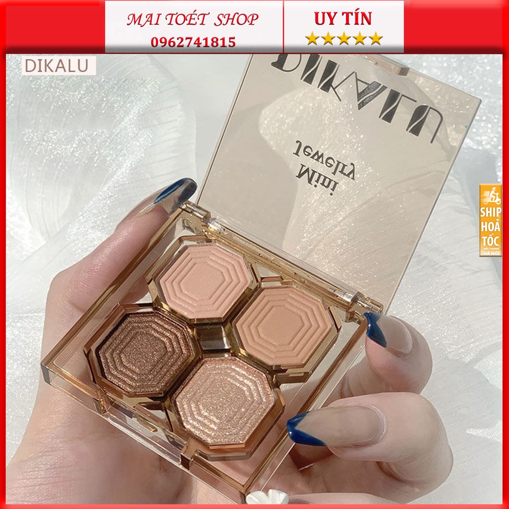 Bảng Phấn Mắt 4 ô Ánh Nhũ, Lì, Tự Nhiên và Lâu Trôi, bảng phấn mắt nội địa trung chính hãng