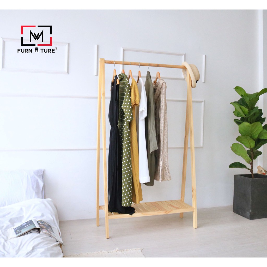 GIÁ TREO QUẦN ÁO 1 TẦNG CAO 1M48 SIZE M MÀU TỰ NHIÊN - AHANGER 1F 1 MÉT48