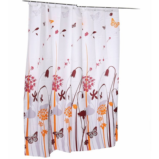 Rèm Phòng Tắm / Rèm Cửa Sổ Lá Hoa đỏ cam 180cm X 180cm Loại 1( Cao Cấp )