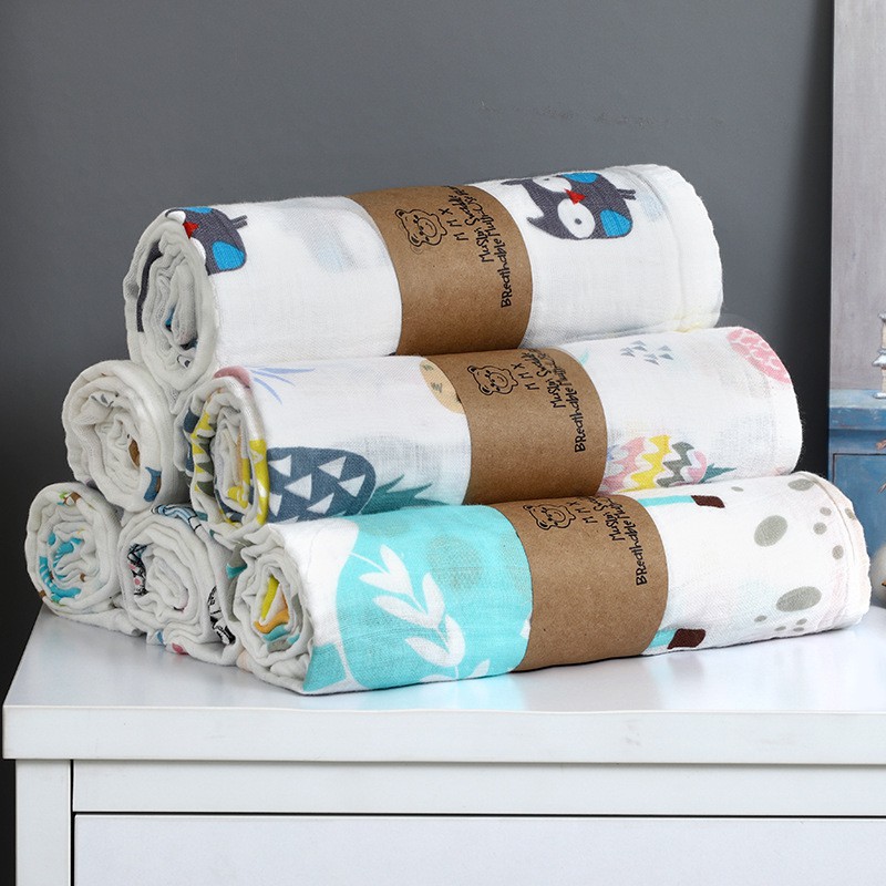 Khăn xô tắm Muslin 100% cotton (120x120cm) thấm hút, khô thoáng cho bé