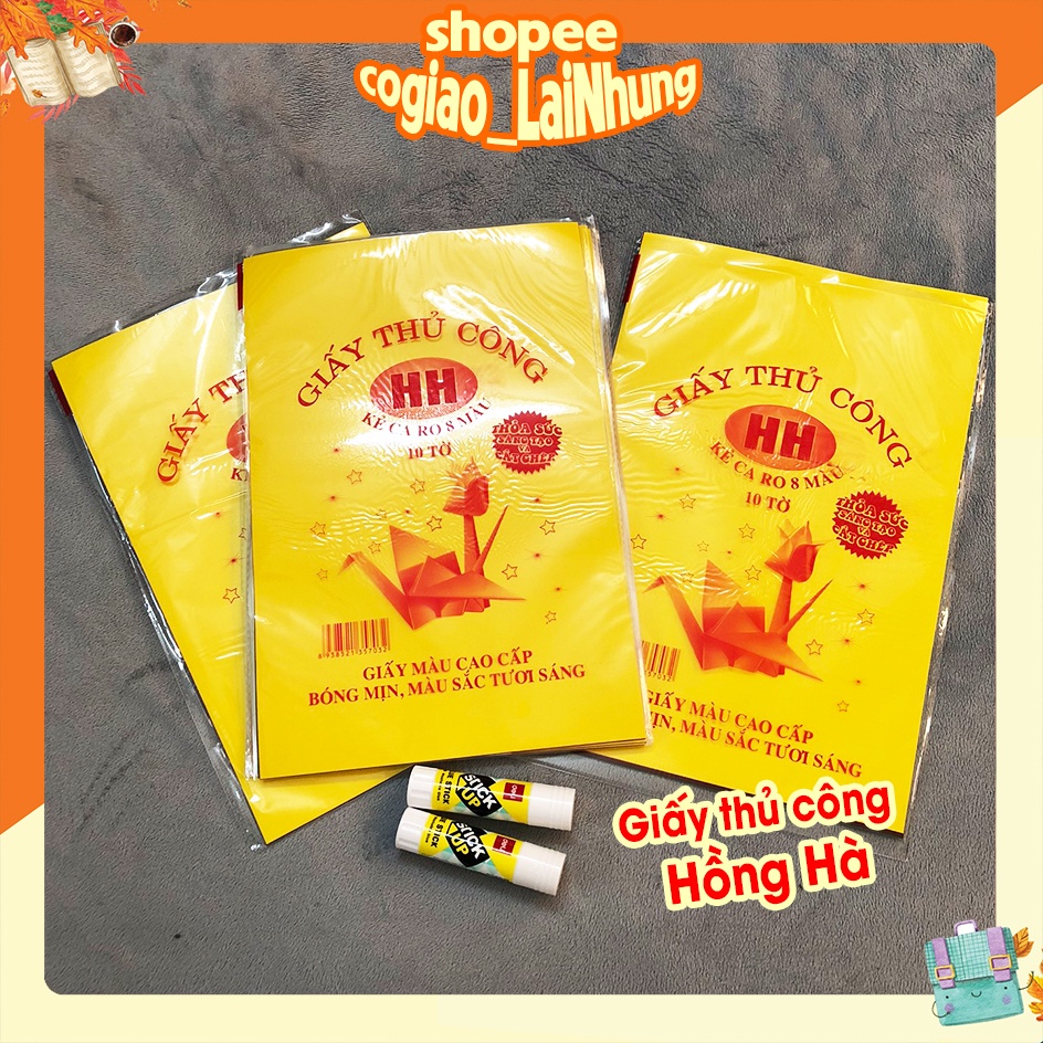 COMBO Kéo học sinh SHiF, giấy thủ công Hồng Hà, hồ khô DELI