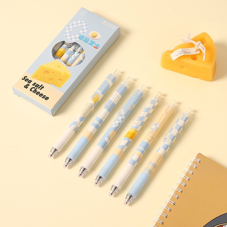 Bút Gel Bấm Mực Đen SeaSalt &amp; Cheese Ngòi Kim Cao Cấp Có Thanh Cài