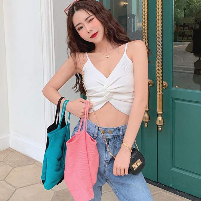 Áo Croptop dệt kim sát nách thiết kế quyến rũ