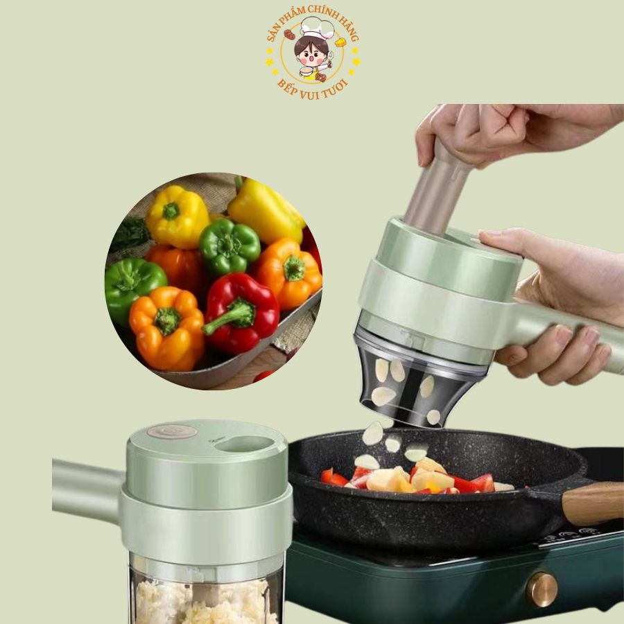 Máy xay, cắt lát tỏi ớt củ quả đa năng kèm 2 cối tiện dụng